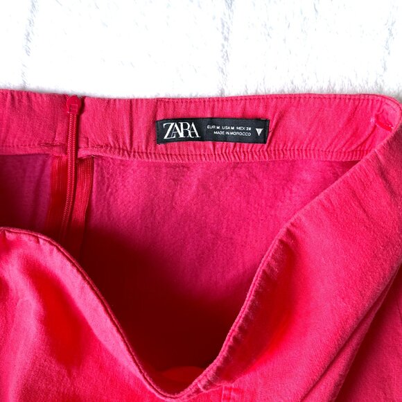 Zara Red Linen Mini Skirt - Picture 2 of 3